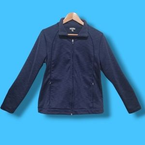 T By Talbots Zipper Pockets Athletic Full Zip Up Wmns LG Navy Blue Track Jacket